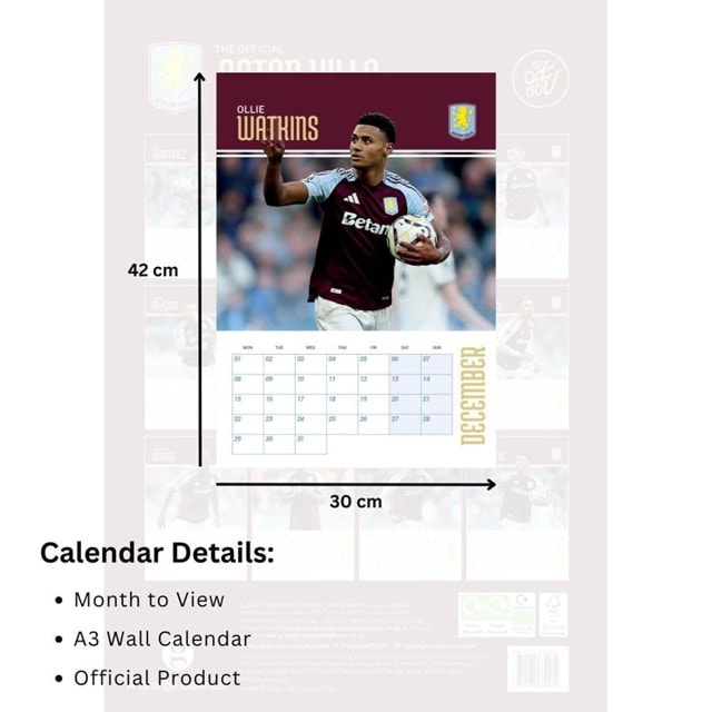 Aston Villa FC 2025 Calendar A3 - 4