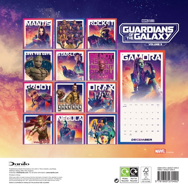 Guardians Of The Galaxy 2024 Square Calendar Calendar Free shipping