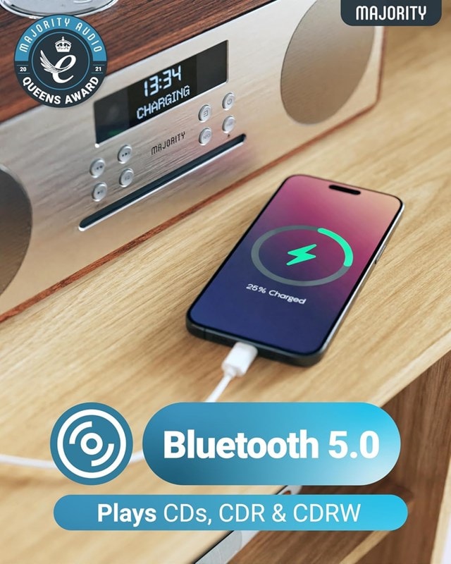 Majority Oakington Walnut Bluetooth HiFi System - 4