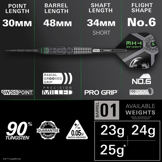 Star Wars TIE Fighter 90% Tungsten Steel 24g Steel Tip Darts - 2