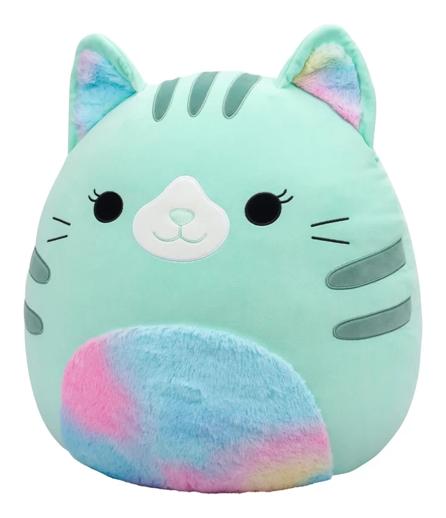 20" Corinna Teal Cat With Tie Dye Fuzzy Belly Squishmallows Plush - 4