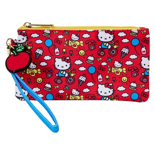 Classic All Over Print Nylon Pouch Wristlet Hello Kitty 50th Anniversary Loungefly - 1