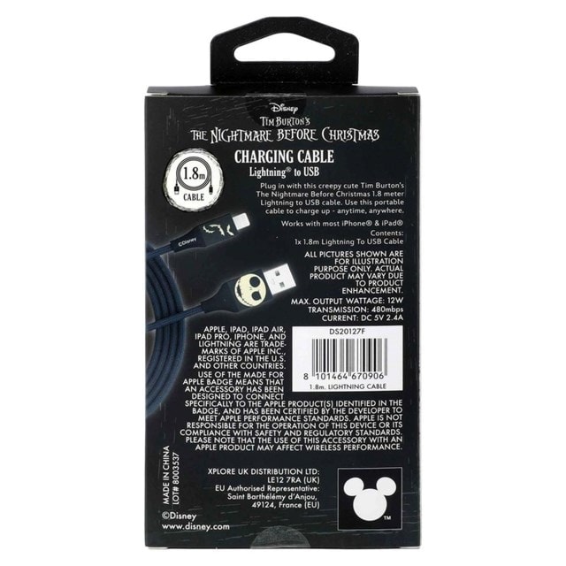 Nightmare Before Christmas Jack Bats Lightning Cable 2M - 5