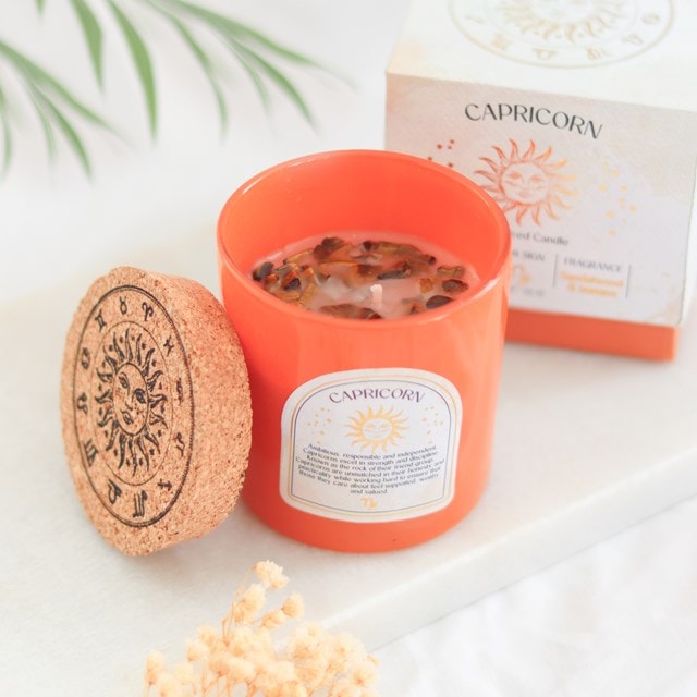 Capricorn Sandalwood & Jasmine Gemstone Zodiac Candle - 6