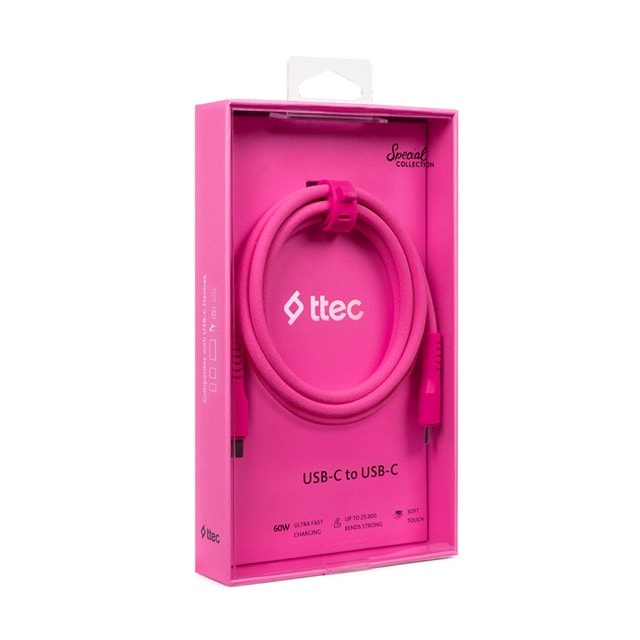 Ttec Neon Pink USB-C to USB-C 60W Cable 1.2m - 4