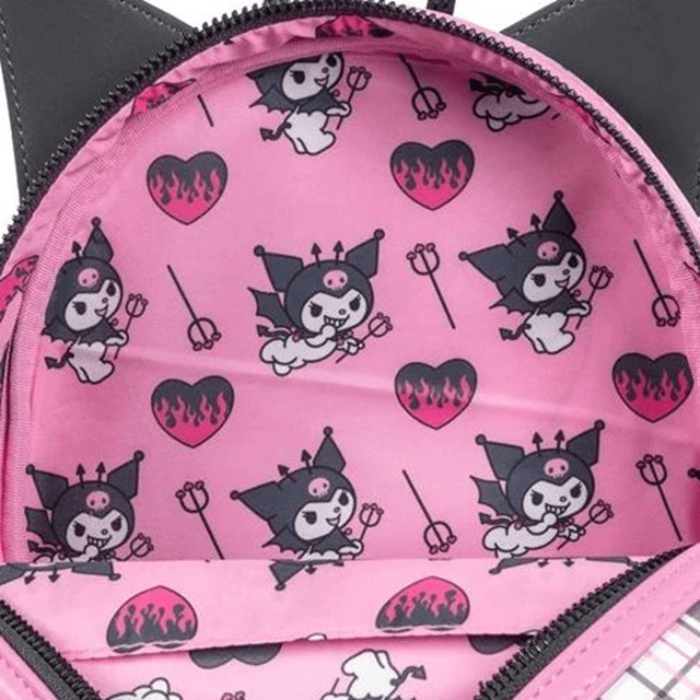 Kuromi Flames Plaid hmv Exclusive Loungefly Mini Backpack - 6