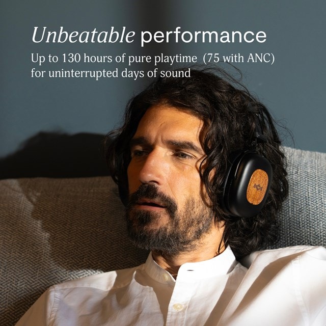 House Of Marley Positive Vibration Rebel Signature Black Active Noise Cancelling Bluetooth Headphone - 6