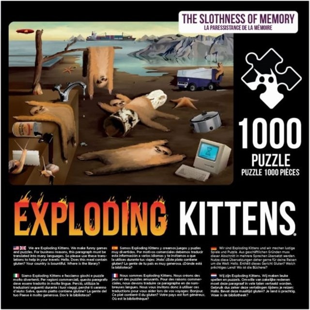 Slothness Of Memory: Exploding Kittens 1000 Piece Jigsaw Puzzle - 2