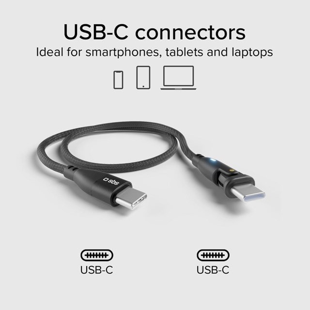 SBS 180° Flexy Braided Black USB-C to USB-C Cable 1m - 6