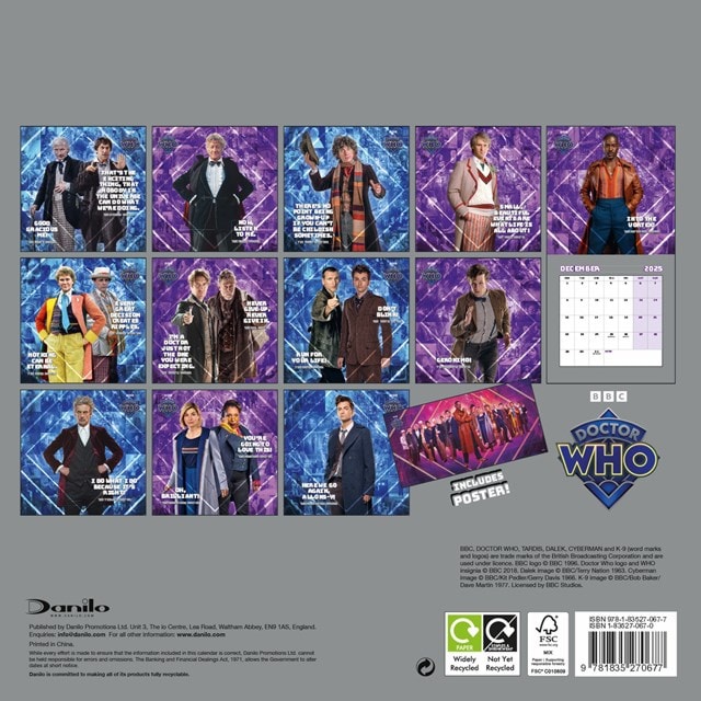 Doctor Who 2025 Square Calendar - 2