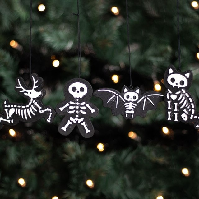 Black Creepy Skeleton Cookie Ornaments Set Of 4 - 3