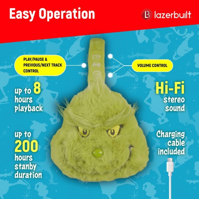 Lazerbuilt Grinch Plush Bluetooth Headphones - 4