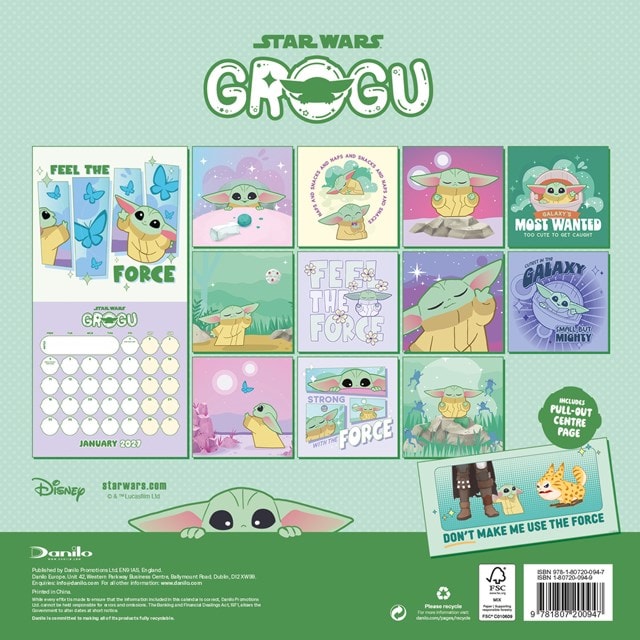 Star Wars Grogu 2027 Square Calendar - 2