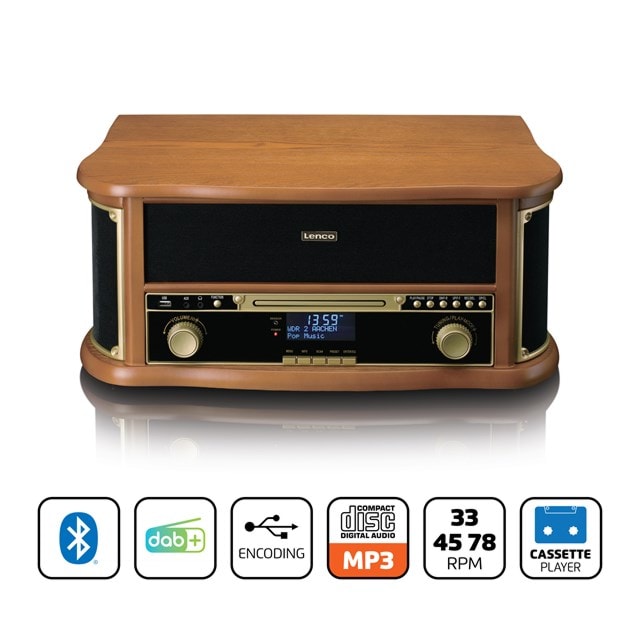 Lenco TCD-2571WD Wood Bluetooth Turntable with DAB+/FM radio, CD & Cassette - 10
