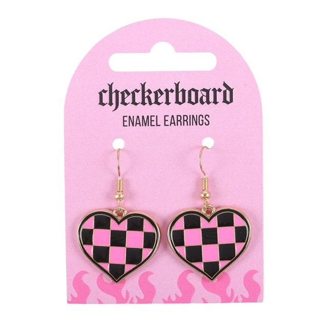 Checkerboard Heart Earrings - 3
