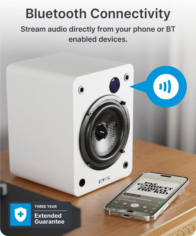 Majority D50X White Bluetooth Bookshelf Speakers - 3