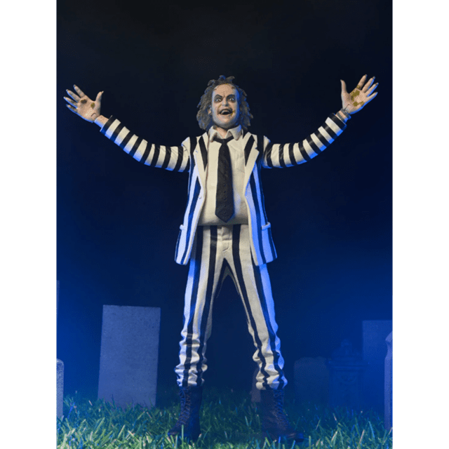 Black And White Striped Suit Beetlejuice In Blister Packaging Neca Scale Action Figure - 3