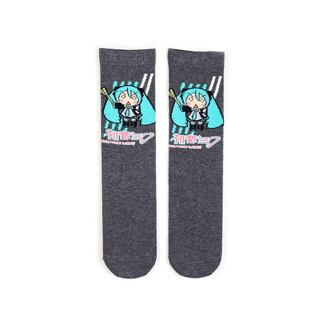 Hatsune Miku Crew Socks Grey (Mens 8-11) - 1