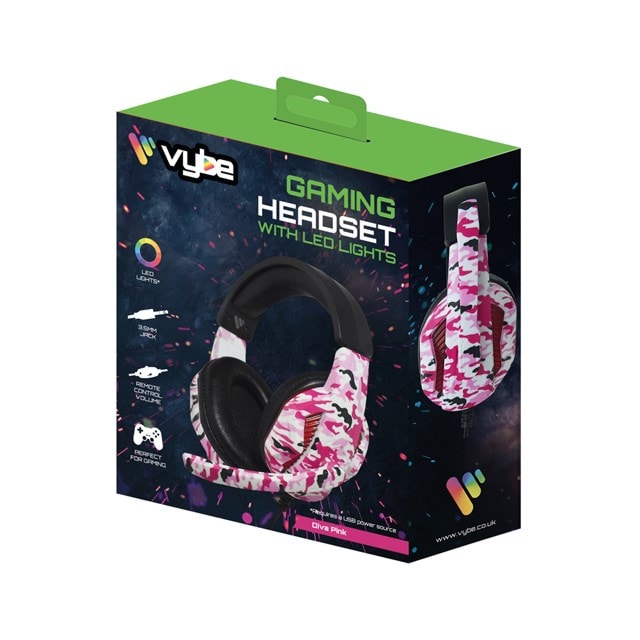 Vybe Camo Diva Pink Gaming Headset - 3
