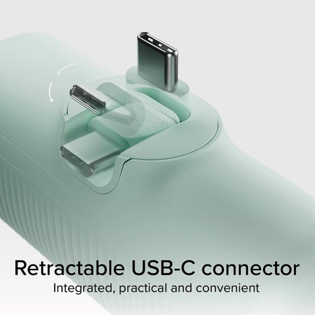 SBS Eco Range Light Green 5000mAh Power Bank with Integrated USB-C Cable - 4