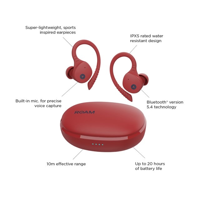 Roam Adventure Flame Red Sport True Wireless Bluetooth Earphones - 6