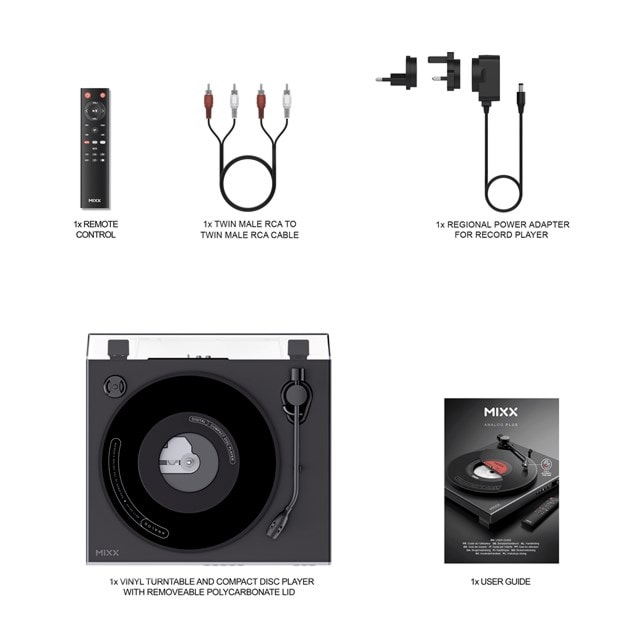 Mixx Audio Analog Plus Black Fully Automatic Bluetooth Turntable & CD Player - 8