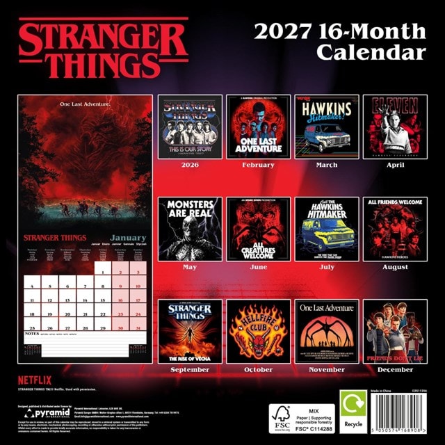 Stranger Things 5 2027 Square Calendar - 2