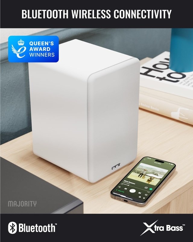 Majority D70X White Bluetooth Bookshelf Speaker - 4