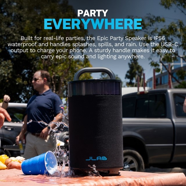 JLab Epic Party Black Bluetooth Speaker - 6