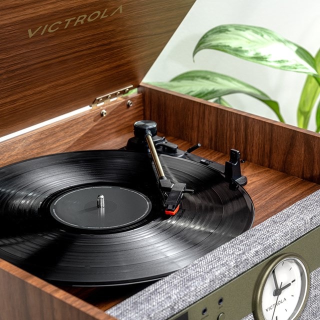 Victrola Century Walnut Bluetooth Turntable with Clock, CD & Cassette - 14