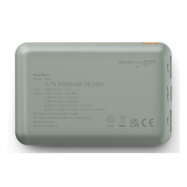 GP B+ Grey/Green 5000mAh Power Bank - 4