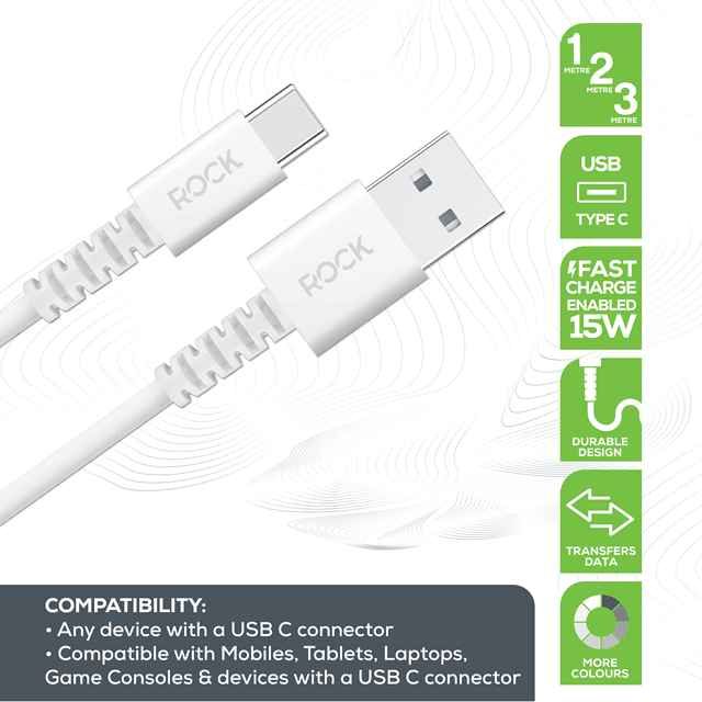 Rock White USB-C Cable 3M - 2