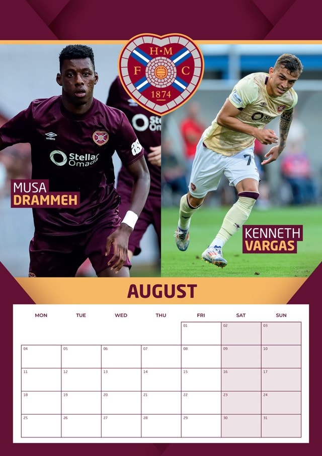 Hearts FC 2025 A3 Calendar - 2