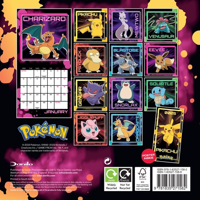 Pokemon 2025 Mini Calendar - 2