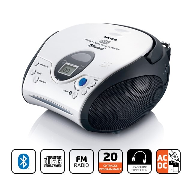 Lenco SCD-24BT White/Black Bluetooth CD Player with FM Radio - 3