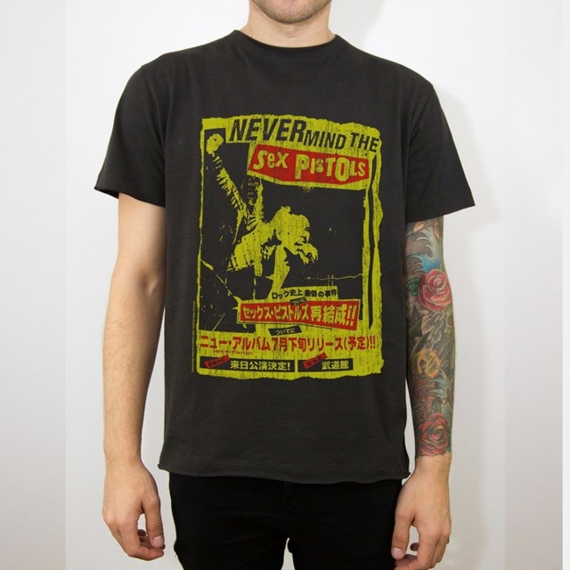 Sex Pistols Japan Tour Unisex T-Shirt: Charcoal (Small) - 1