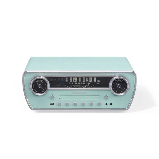 Crosley Powel 7-in-1 Aqua Blue Bluetooth Turntable with FM Radio and CD Player - 9