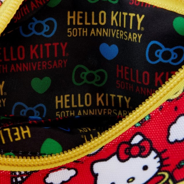 Classic All Over Print Nylon Pouch Wristlet Hello Kitty 50th Anniversary Loungefly - 4