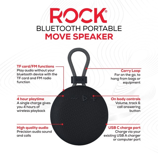 Rock Move Black Bluetooth Speaker - 3