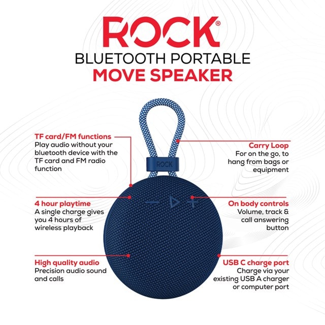 Rock Move Navy Bluetooth Speaker - 3