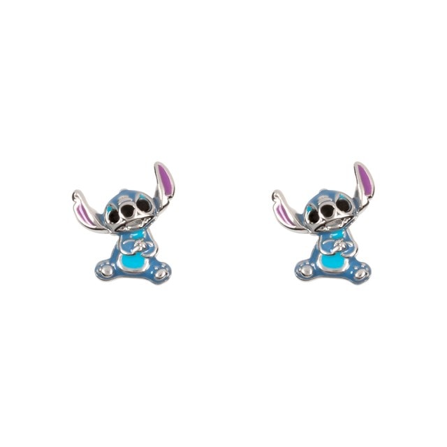 Sterling Silver Blue Enamel Stitch Lilo & Stitch Stud Earrings - 1