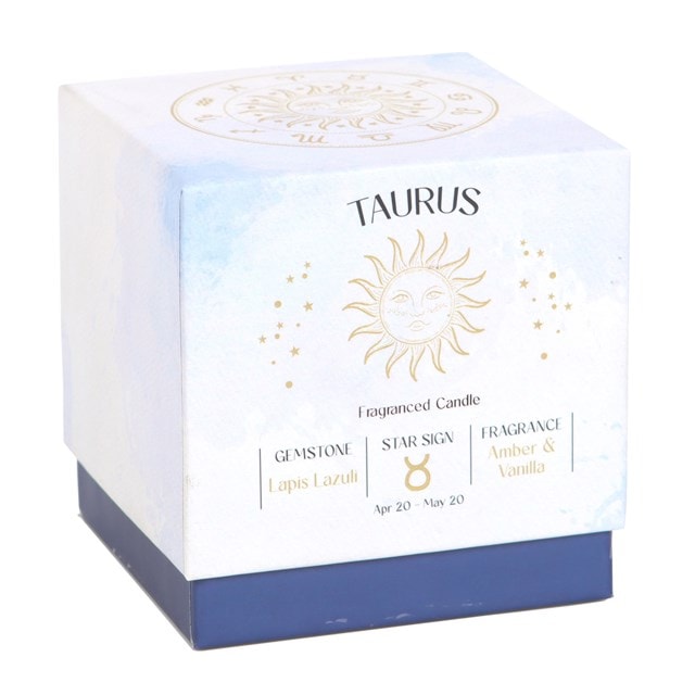 Taurus Amber & Vanilla Gemstone Zodiac Candle - 3