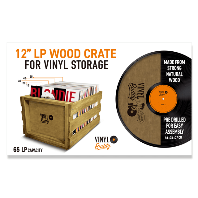 Vinyl Buddy Wood LP Crate - 65 Lps - 2