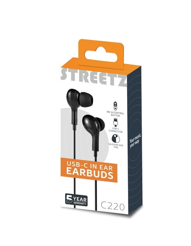 Streetz C220 Black USB-C Earphones - 5