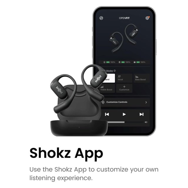 Shokz OpenFit Black Open Ear True Wireless Bluetooth Earphones - 4