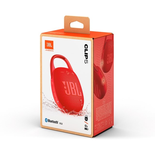 JBL Clip 5 Red Bluetooth Speaker - 8