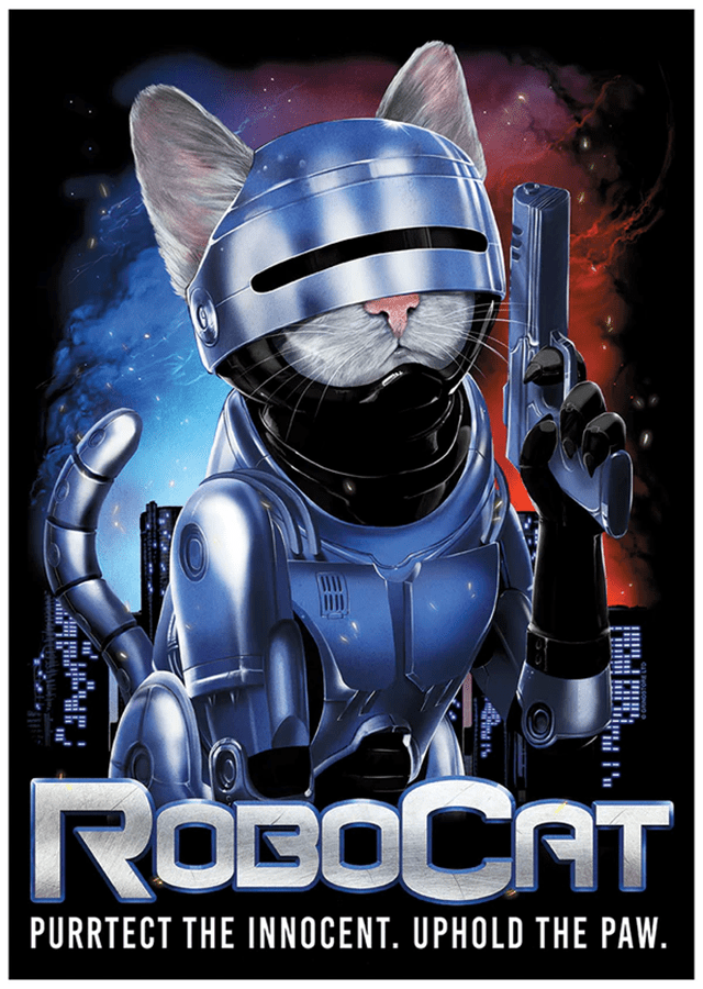 Robocat: Black Horror Cats Tee (Small) - 2