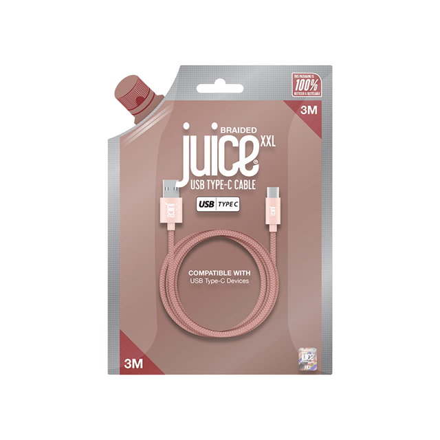 Juice Rose Gold Braided USB-C Cable 3m - 3