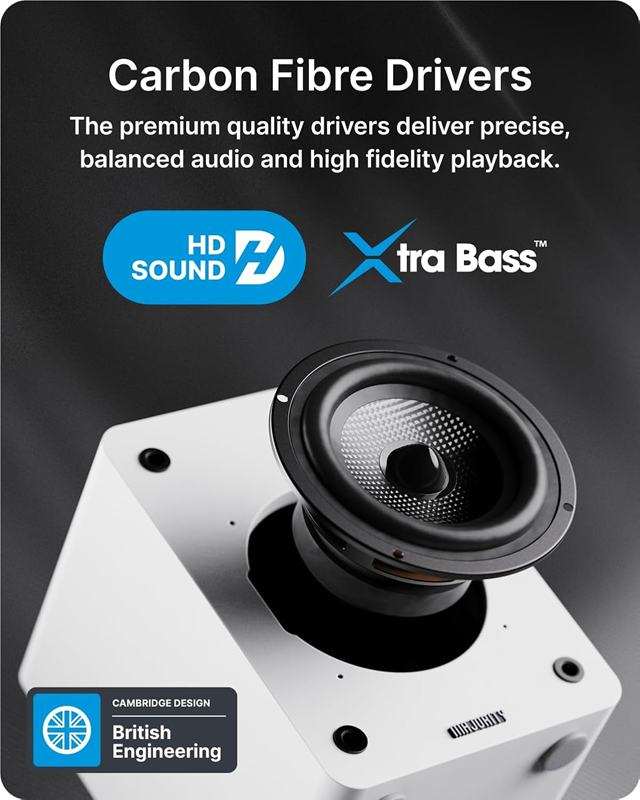 Majority D50X White Bluetooth Bookshelf Speakers - 4