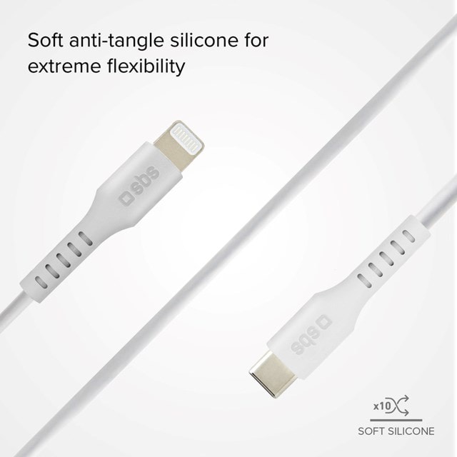 SBS 20W White USB-C to Lightning Cable 1m - 3